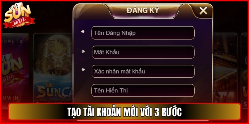 Tạo tài khoản mới với 3 bước